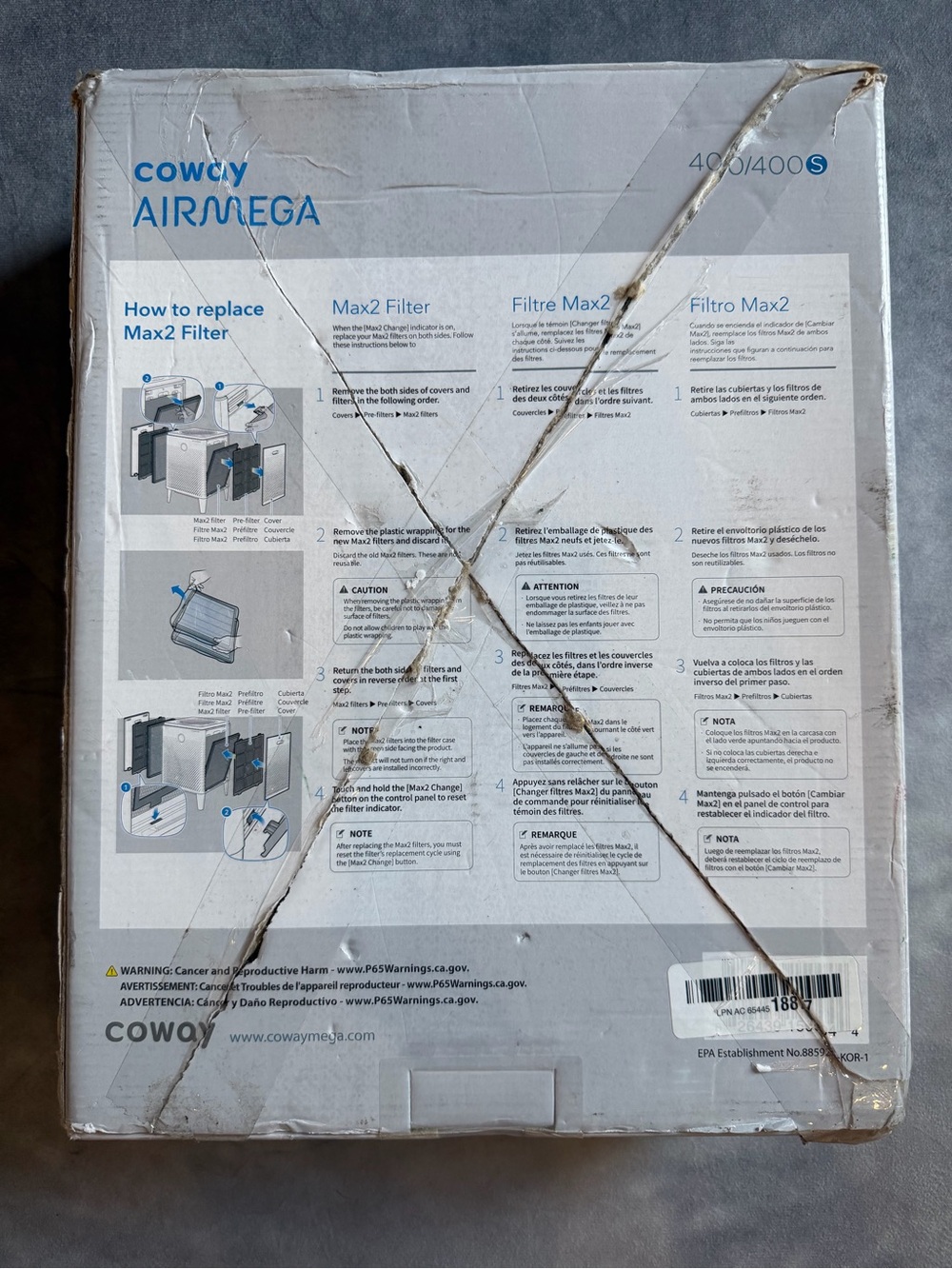 Airmega Max2 400/400S Replacement Filter - White/Green - Picture 3 of 5